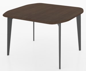 Square Coffee Table 60 cm with Steel Legs – Dark Walnut / Dark Grey