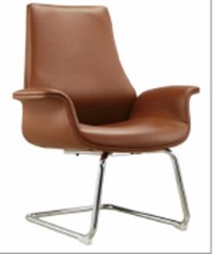 PU Leather Visitor Chair with Chrome Frame – Tan