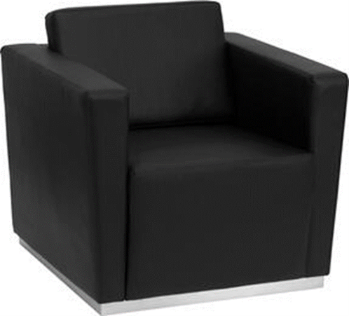 One-Seater Leather Sofa with Arms – Black