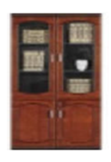 High Cabinet 2 Glass + 2 Wooden Doors 90×40×200 with Lock – Mahogany