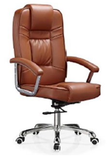High-Back PU Leather Office Chair with Chrome Base – Tan Brown