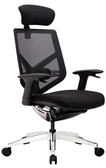 Ergonomic High-Back Mesh Chair with Headrest – Grey
