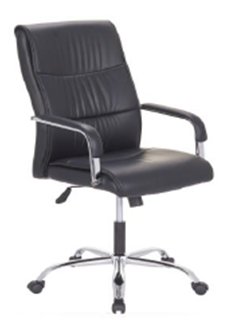 Medium-Back PU Leather Office Chair with Chrome Base – Black