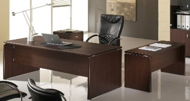 Office Desk 160 cm with Side Extension – Walnut