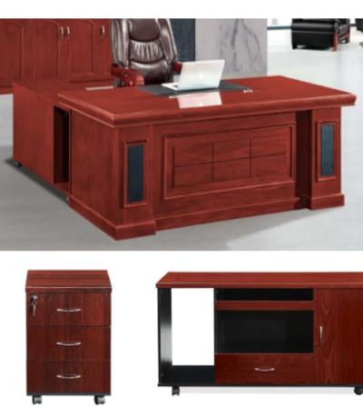 Executive Desk 180 cm – Panel Design – Mahogany