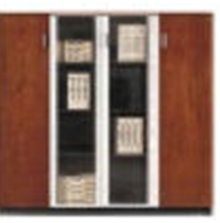 Cabinet 4 Doors 160×40×160 – 2 Glass + 2 Wooden – Mahogany