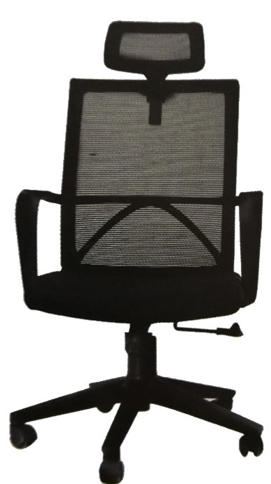 High-Back Mesh Office Chair with Headrest – Black
