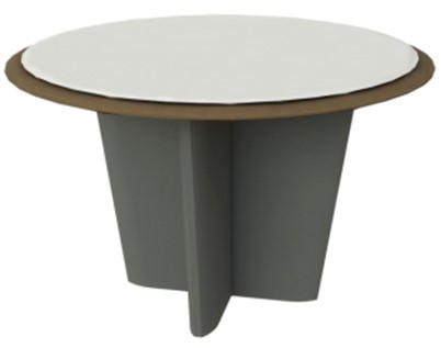 Round Meeting Table 120 cm with Leather Top – Khaki / Walnut