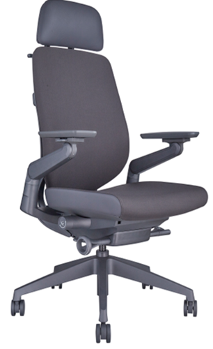 Ergonomic High-Back Fabric Chair with Headrest – Grey