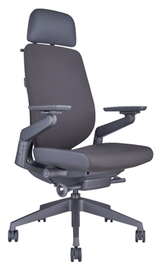 Ergonomic High-Back Fabric Chair with Headrest – Grey