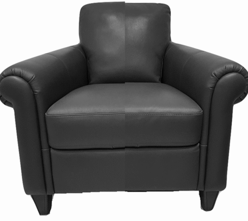 Classic Leather Armchair with Rolled Arms – Black