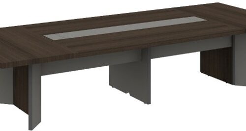 Rectangular Meeting Table 360 cm – Dark Walnut / Grey