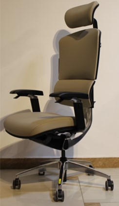 High-Back Chair with Headrest – Beige