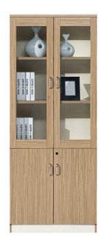 Glass Door Cabinet 80 cm with Wooden Frame – Light Oak