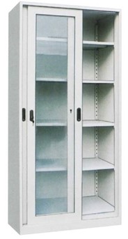 Steel Cabinet 2 Sliding Glass Doors 120×46×200 – Light Grey