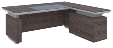 Executive Desk 240 cm with Side Cabinet – Grey Oak