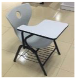 Student Chair with Writing Tablet – White / Grey