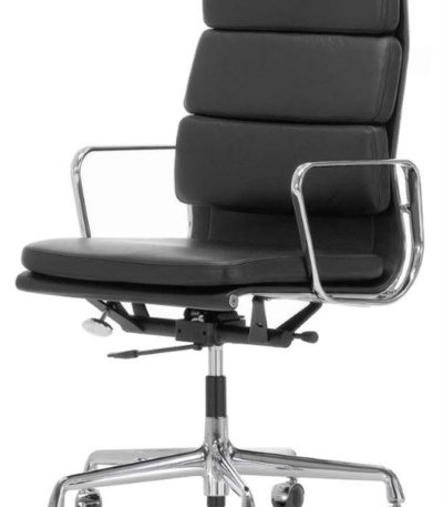 High-Back Padded PU Leather Chair – Black