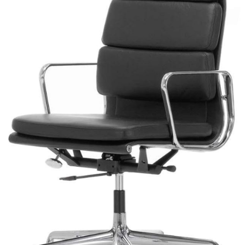 High-Back Padded PU Leather Chair – Black