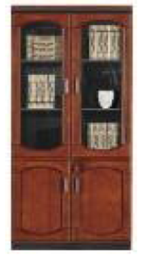 High Cabinet 2 Glass + 2 Wooden Doors 90×43×200 – Mahogany