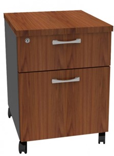 2-Drawer Mobile Pedestal with Lock – Brown