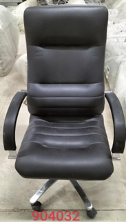 High-Back PU Leather Chair with Padded Arms – Black
