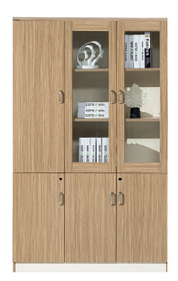 Glass Door Cabinet 120 cm with Wooden Frame – Light Oak
