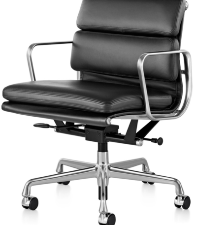 Medium-Back Padded PU Leather Chair – Black