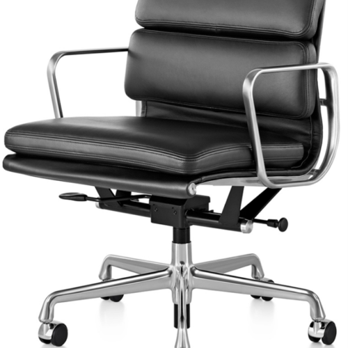 Medium-Back Padded PU Leather Chair – Black