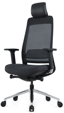 High-Back Mesh Chair with Headrest & Aluminium Base – Black