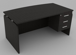 Office Desk 120×75 with Curved Top & Lockable Pedestal – Wenge
