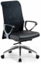Low-Back Leather Chair with Chrome Base – Black
