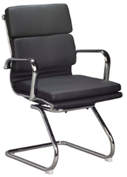 Padded PU Leather Visitor Chair – Black