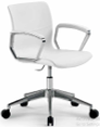 Low-Back Leather Chair with Padded Arms – White