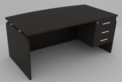 Executive Desk 140×75 with Curved Top & 3-Drawer Pedestal – Wenge