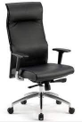 High-Back Leather Chair with Chrome Base – Black