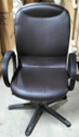 High-Back Leather Chair with Fixed Arms – Black