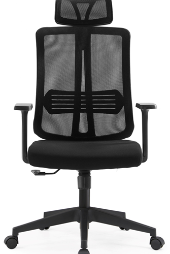 High-Back Mesh Office Chair with Headrest – Black