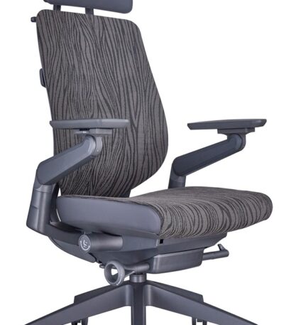 Ergonomic High-Back Fabric Chair with Headrest – Grey (Textured Back)