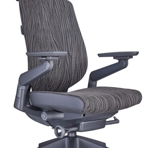 Ergonomic High-Back Fabric Chair with Headrest – Grey (Textured Back)