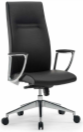 High-Back Leather Chair with Chrome Arms – Black
