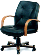 Classic Medium-Back Chair with Wooden Base – Black