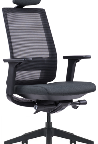 High-Back Mesh Chair with Headrest – Black