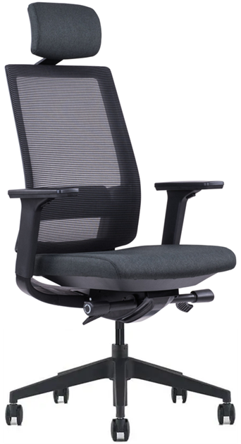 High-Back Mesh Chair with Headrest – Black