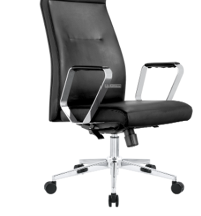 Medium-Back Leather Office Chair with Chrome Base – Black