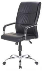 High-Back PU Leather Office Chair with Chrome Base – Black