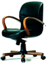 Classic Low-Back Chair with Wooden Arms – Black