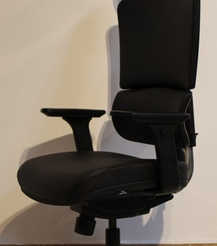 High-Back Chair with Headrest – Black
