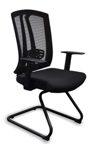 Mesh Visitor Chair with Sled Base – Black