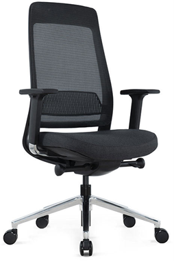 Medium-Back Mesh Chair with Aluminium Base – Black